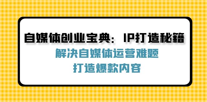 自媒体创业宝典：IP打造秘籍：解决自媒体运营难题，打造爆款内容-瀚洪创业网