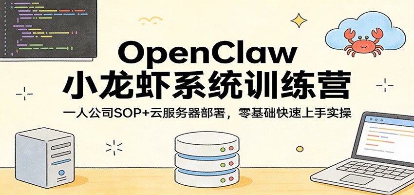 OpenClaw小龙虾系统训练营：一人公司SOP，云服务器部署，零基础快速上手实操-瀚洪创业网