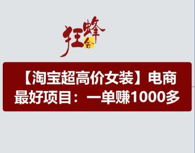 淘宝超高价女装项目，电商最好赛道，一单赚1000多-瀚洪创业网