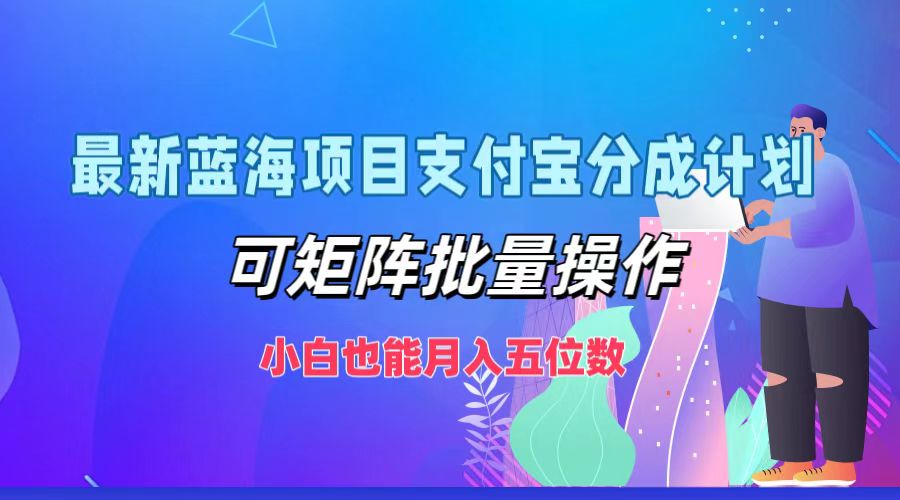 最新蓝海项目支付宝分成计划，可矩阵批量操作，小白也能月入五位数-瀚洪创业网