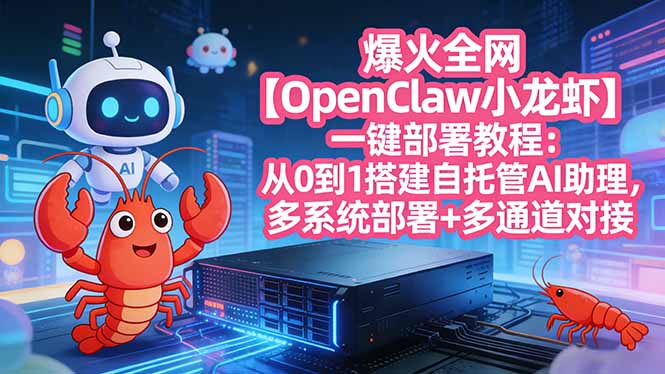 爆火全网【OpenClaw 小龙虾】一键部署教程：从0到1搭建自托管AI助理，多系统部署+多通道对接-瀚洪创业网