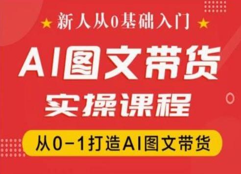 新人从0基础入门，抖音AI图文带货实操课程，从0-1打造AI图文带货-瀚洪创业网