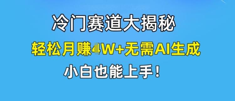 冷门赛道大揭秘，轻松月赚1W+无需AI生成，小白也能上手【揭秘】-瀚洪创业网