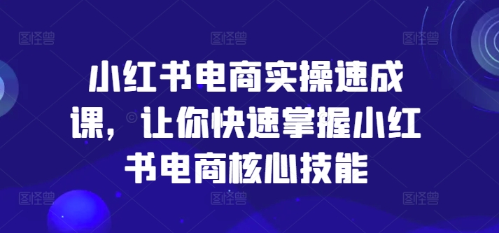 小红书电商实操速成课，让你快速掌握小红书电商核心技能-瀚洪创业网