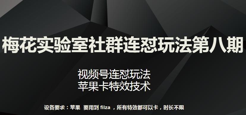 梅花实验室社群连怼玩法第八期，视频号连怼玩法 苹果卡特效技术【揭秘】-瀚洪创业网