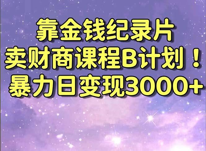 靠金钱纪录片卖财商课程B计划！暴力日变现3000+，喂饭式干货教程！-瀚洪创业网