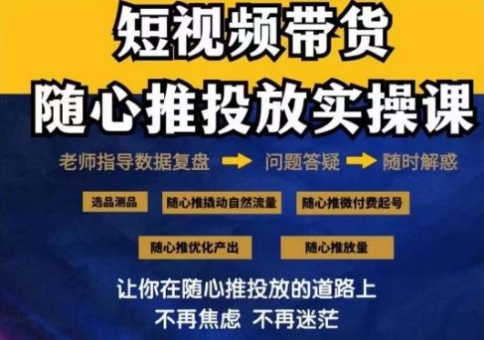 2024好物分享随心推投放实操课，随心推撬动自然流量/微付费起号/优化产出-瀚洪创业网