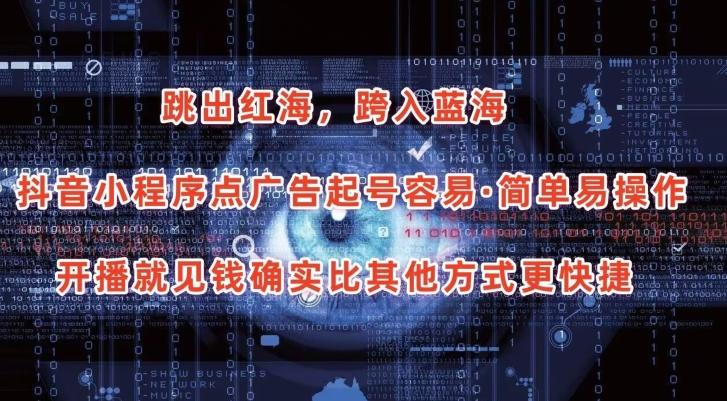 抖音小程序点广告项目，起号容易，简单易操作，开播就见有收益【揭秘】-瀚洪创业网