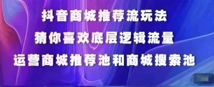 抖音商城运营课程，猜你喜欢入池商城搜索商城推荐人群标签覆盖-瀚洪创业网