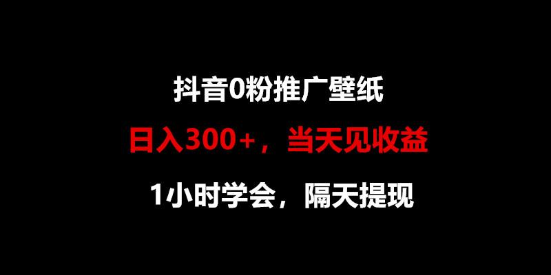 日入300+，抖音0粉推广壁纸，1小时学会，当天见收益，隔天提现-瀚洪创业网