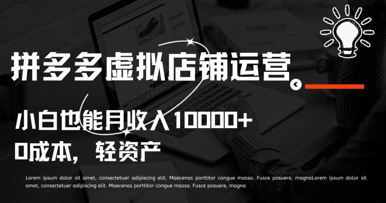 拼多多虚拟店铺运营小白也能月收入10000+【揭秘】-瀚洪创业网