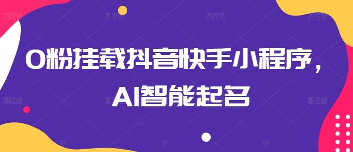 0粉挂载抖音快手小程序，AI智能起名-瀚洪创业网