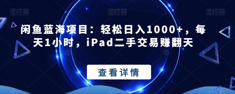 闲鱼蓝海项目：轻松日入1000+，每天1小时，iPad二手交易赚翻天-瀚洪创业网