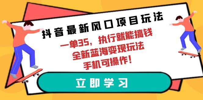 (9948期)抖音最新风口项目玩法，一单35，执行就能搞钱 全新蓝海变现玩法 手机可操作-瀚洪创业网
