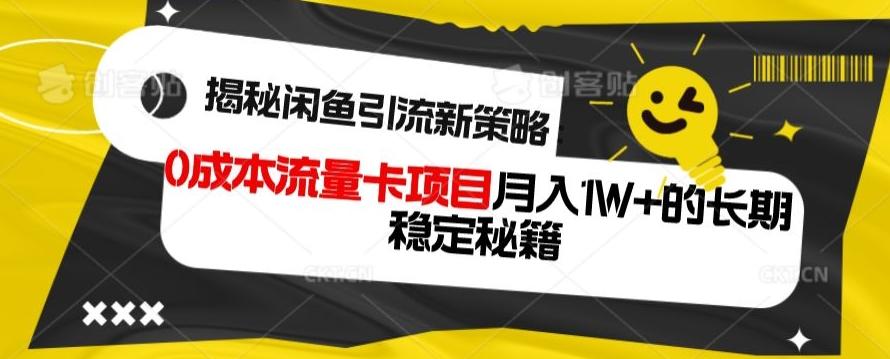揭秘闲鱼引流新策略：0成本流量卡项目，月入1W+的长期稳定秘籍-瀚洪创业网