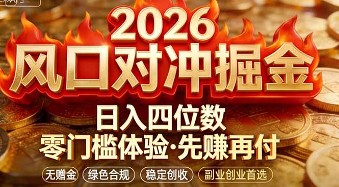 2026美金对冲套利，无赠金对冲策略保驾护航，低门槛易上手实操。单人单日收益2000+-瀚洪创业网