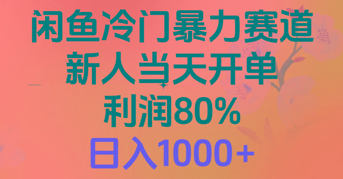 2024闲鱼冷门暴力赛道，新人当天开单，利润80%，日入1000+-瀚洪创业网
