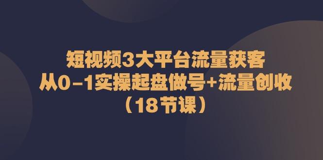短视频3大平台流量获客：从0-1实操起盘做号+流量创收(18节课)-瀚洪创业网