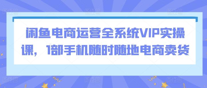 闲鱼电商运营全系统VIP实操课，1部手机随时随地电商卖货-瀚洪创业网