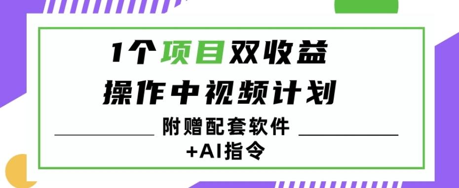 1个项目双收益？操作中视频计划1天最高3100+收益？（附赠配套软件+AI指令）-瀚洪创业网