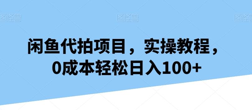 闲鱼代拍项目，实操教程，0成本轻松日入100+-瀚洪创业网