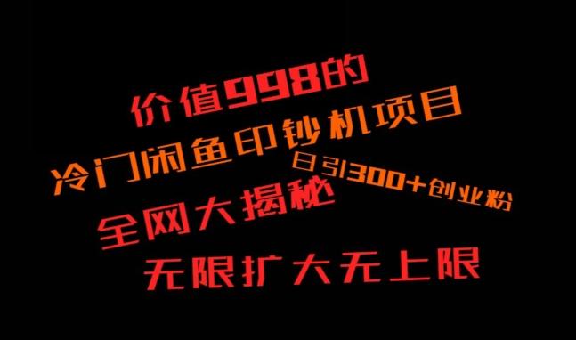 闲鱼流量印钞机项目大揭秘，日引300+创业粉，保姆级实操教程-瀚洪创业网