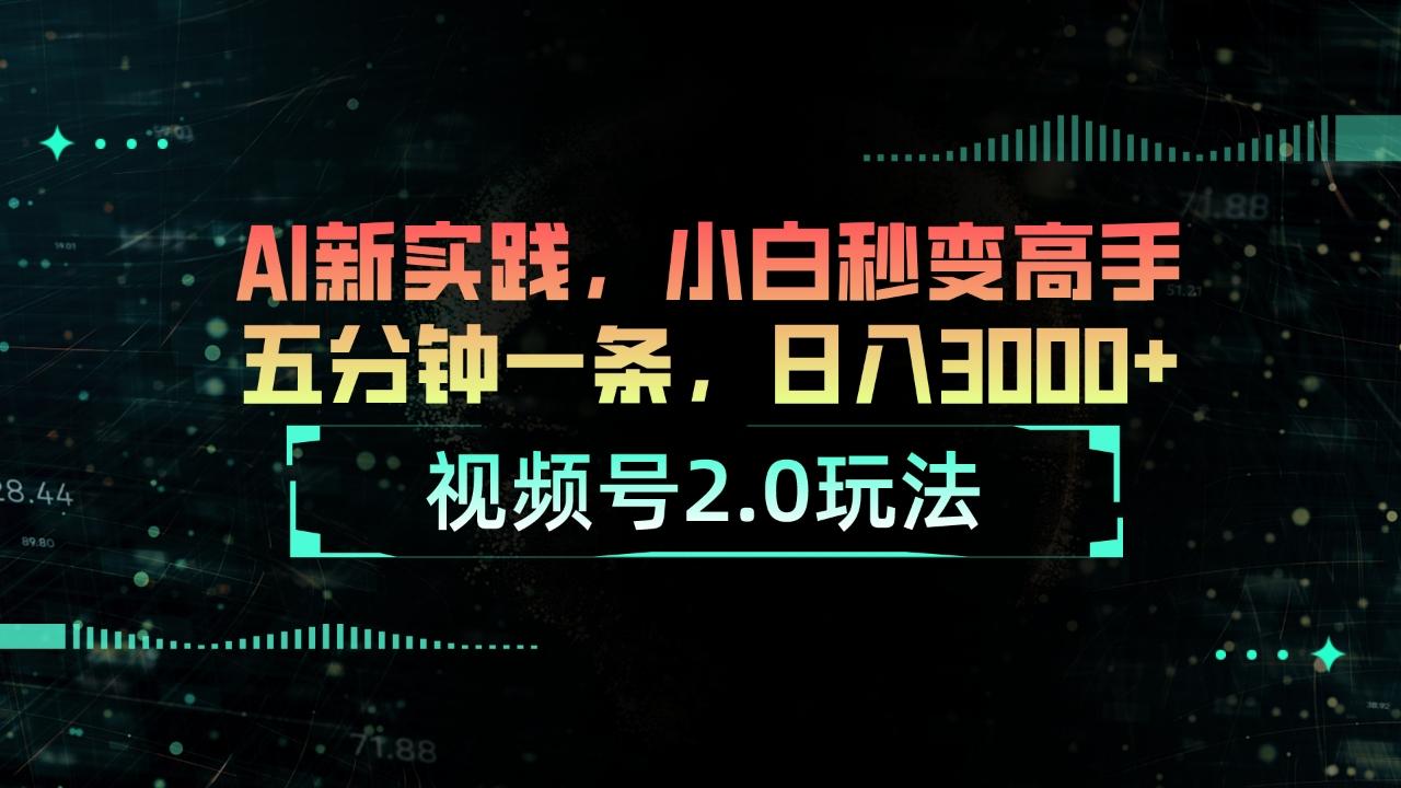 视频号2.0玩法 AI新实践，小白秒变高手五分钟一条，日入3000+-瀚洪创业网