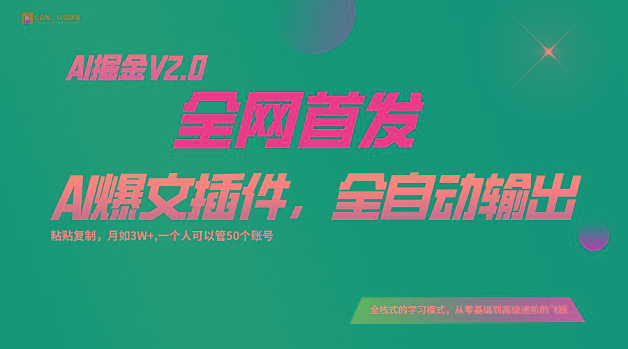 全网首发！通过一个插件让AI全自动输出爆文，粘贴复制矩阵操作，月入3W+-瀚洪创业网