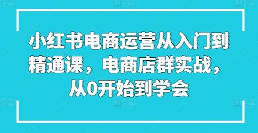 小红书电商运营从入门到精通课，电商店群实战，从0开始到学会-瀚洪创业网