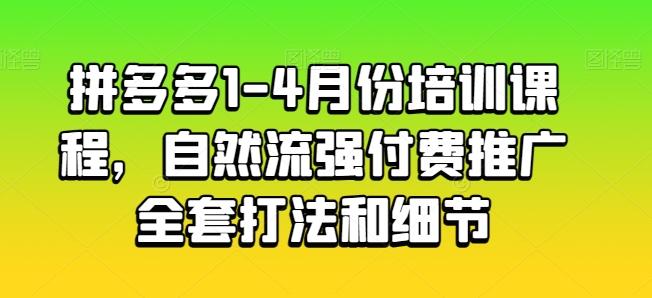 拼多多1-4月份培训课程，自然流强付费推广全套打法和细节-瀚洪创业网