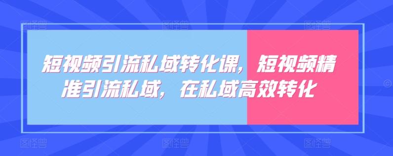 短视频引流私域转化课，短视频精准引流私域，在私域高效转化-瀚洪创业网