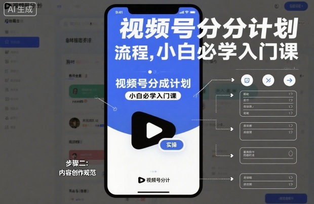 视频号分成计划实操流程，小白必学入门课-瀚洪创业网