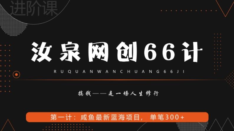 汝泉网创66计之第1计：闲鱼长期稳定项目，单笔变现300+-瀚洪创业网