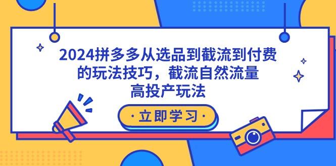 2024拼多多从选品到截流到付费的玩法技巧，截流自然流量玩法，高投产玩法-瀚洪创业网