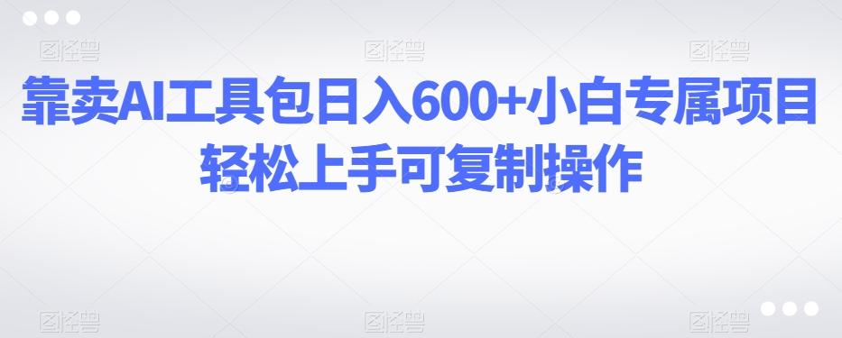 靠卖AI工具包日入600+小白专属项目轻松上手可复制操作-瀚洪创业网