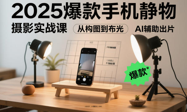 2025爆款手机静物摄影实战课，从构图到布光，不用贵设备，AI辅助出片-瀚洪创业网