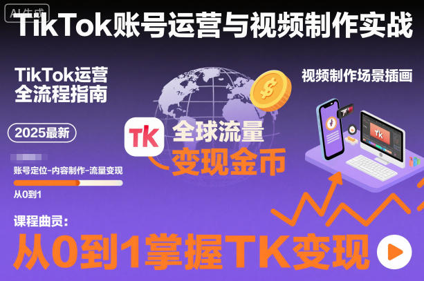 2025最新TikTok账号运营与视频制作实战全流程，从0到1掌握TK变现(含11月最新TK搬运技术)-瀚洪创业网