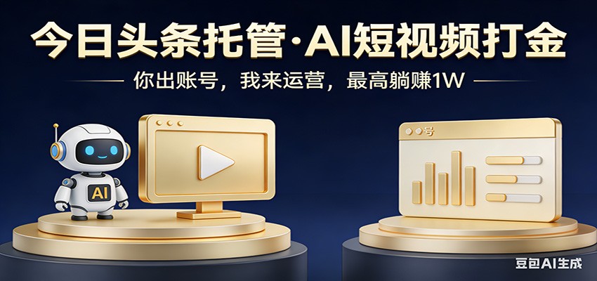 头条号AI托管，我提供作品，你提供账号，每天5分钟发布，小白躺赚3000+-瀚洪创业网