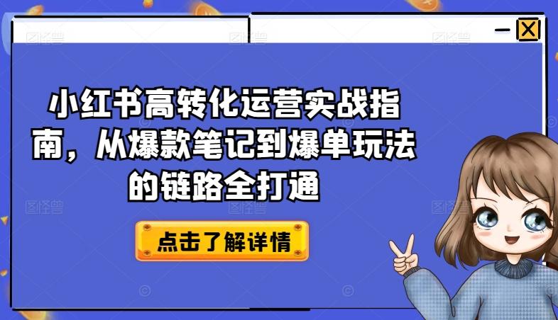 小红书高转化运营实战指南，从爆款笔记到爆单玩法的链路全打通-瀚洪创业网
