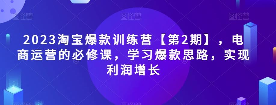 2023淘宝爆款训练营【第2期】，电商运营的必修课，学习爆款思路，实现利润增长-瀚洪创业网