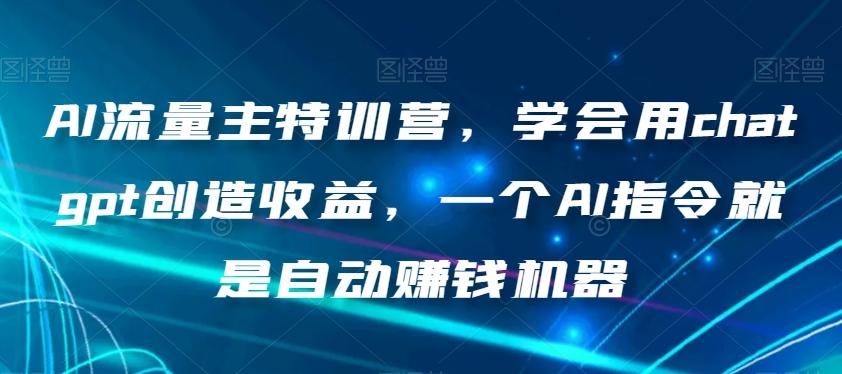 AI流量主特训营，学会用chatgpt创造收益，一个AI指令就是自动赚钱机器-瀚洪创业网