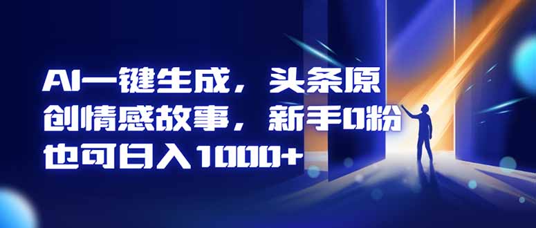 AI一键生成，头条原创情感故事，新手0粉也可日入1000+-瀚洪创业网