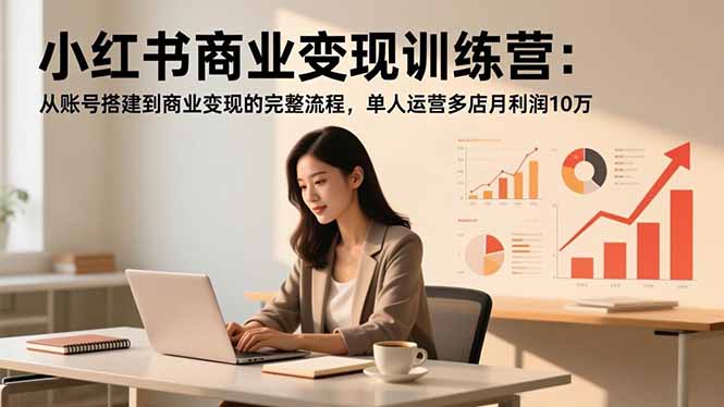 小红书商业变现训练营：从账号搭建到商业变现的完整流程，单人运营多店月利润10万-瀚洪创业网