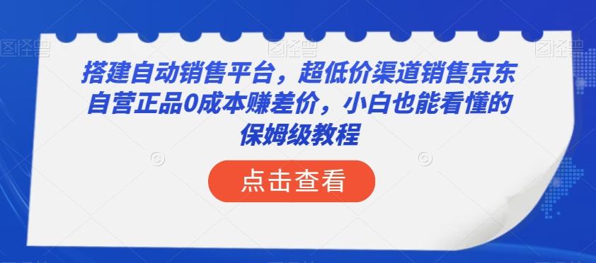 搭建自动销售平台，超低价渠道销售京东自营正品0成本赚差价，小白也能看懂的保姆级教程【揭秘】-瀚洪创业网