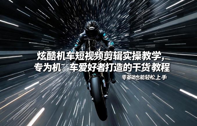 炫酷机车短视频剪辑实操教学，专为机车爱好者打造的干货教程，零基础也能轻松上手-瀚洪创业网