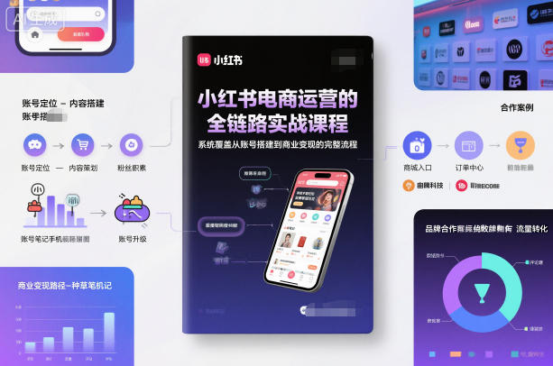 小红书电商运营的全链路实战课程，系统覆盖从账号搭建到商业变现的完整流程-瀚洪创业网