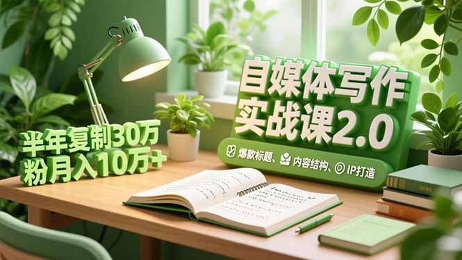 自媒体写作实战课2.0，爆款标题、内容结构、IP打造，半年复制30万粉月入10万+-瀚洪创业网