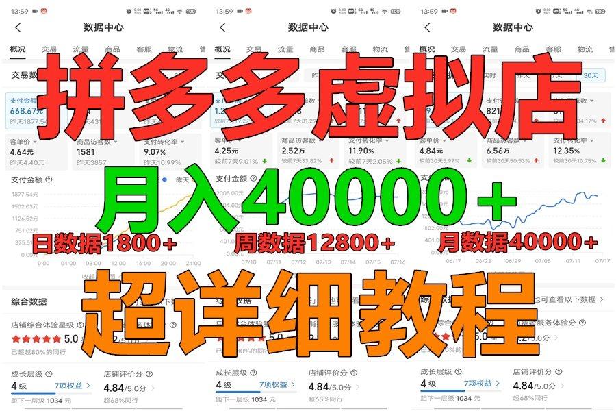 拼多多虚拟电商训练营月入40000+，全网最详细，你做你也行，暴利稳定长久-瀚洪创业网