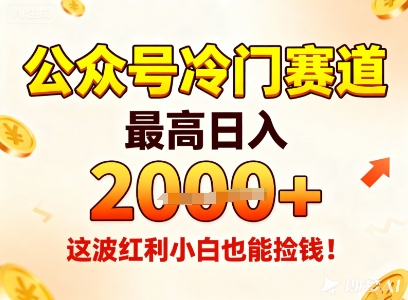 公众号冷门赛道，最高日入1k+，这波红利小白也能捡钱！-瀚洪创业网