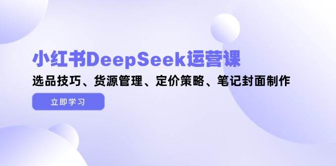 小红书DeepSeek运营课，选品技巧、货源管理、定价策略、笔记封面制作-瀚洪创业网
